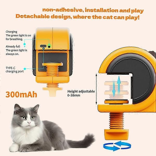 Automatisk Kattelegetøj Interaktivt Elektrisk Justerbart Kattelegetøj med Indendørs Smart Kattelegetøj B Rice orange