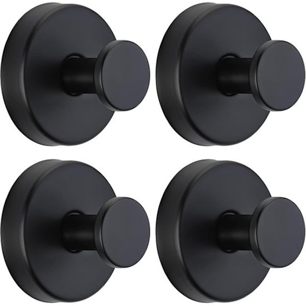 [RM] Suction Cup Hooks - 4-pack - Towel Hooks - for windows, glass, bathroom, kitchen - Black