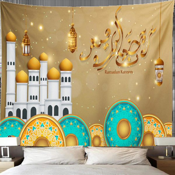 Eid Mubarak Gobeläng Vägghängande Dekoration Ornament Sovsal Vardagsrum D 150x100cm