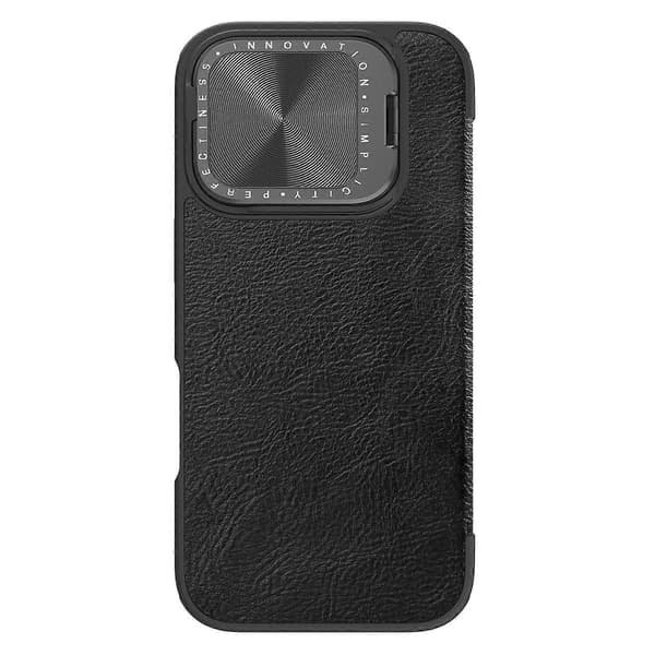 [RM]NILLKIN Qin Prop Series Leather Case with Lens Protector and Stand for iPhone 16 Pro Max - Black