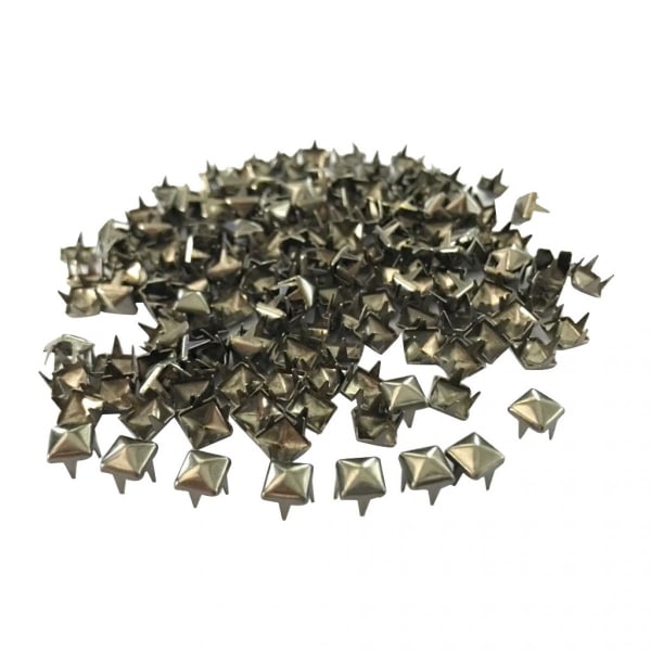 200 st fyrkantiga pyramidspikar nit nitar spots läder hantverk 6 mm grå svart