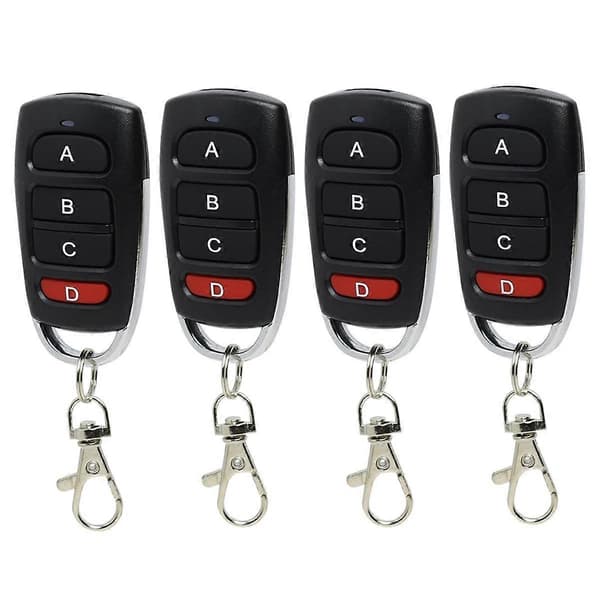 4-pack Universal Garage Door Remotes, 433 MHz, Clone Remote Switch for Gates and Garages, Handheld Transmitter