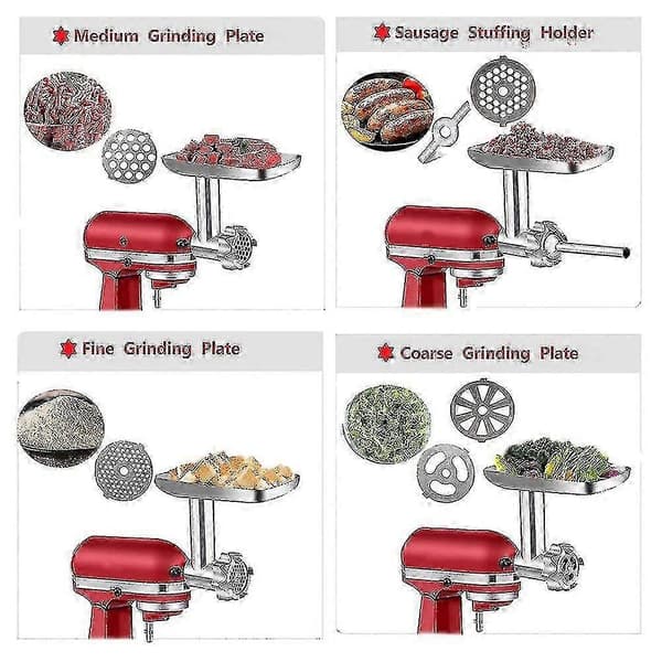 Kødhakker til Kitchenaid Standmixer, kødhakker tilbehør inkluderer pølsehorn