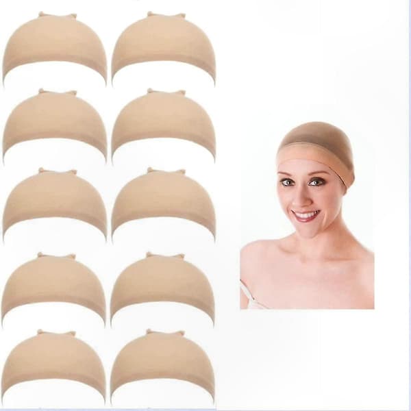10-pack perukmössor för kvinnor, HD spetsfront perukmössa, skallig mössa för peruker, strumpmössor för peruker