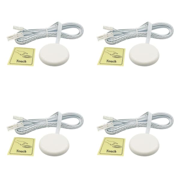 4X Trådløs berøringssensor LED-lysbryter for gjennomtrengelig trepanel Håndbevegelseskontroll Dimbar berøringsdimmer White