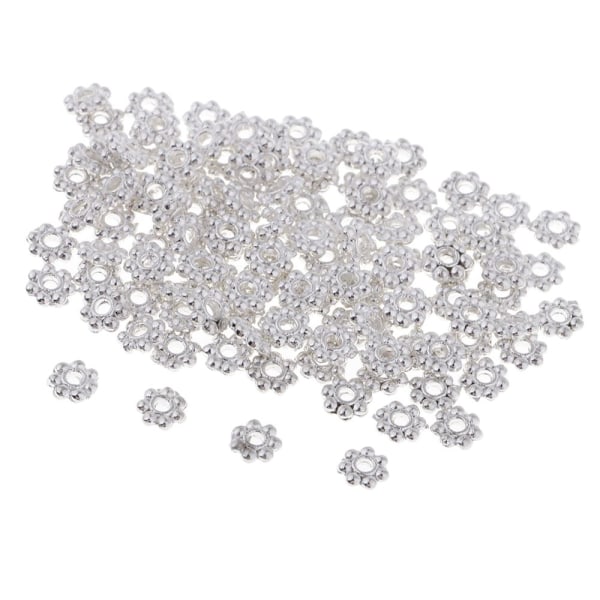 200 st Copper Daisy Flower Spacer Beads Smyckenstillverkningsberlocker 6mm Silver