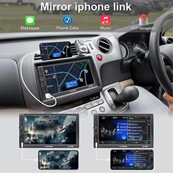 [RM]7-inch Double DIN Car Stereo with Touchscreen, Apple CarPlay & Backup Camera [ZHE]