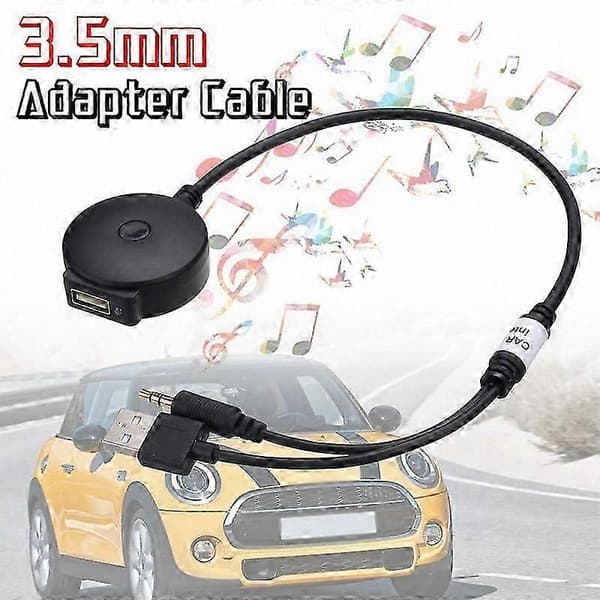 Trådlös Bluetooth AUX och USB musikadapter för bilstereosystem kompatibel med Mini Cooper-modeller Black