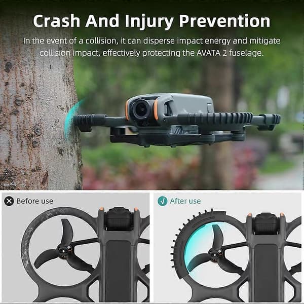 Drönarpropellerskydd för DJI Avata 2, Lättviktsstötfångarringar, Anti-droppskydd, Förbättrat säkerhetstillbehör Svart Black