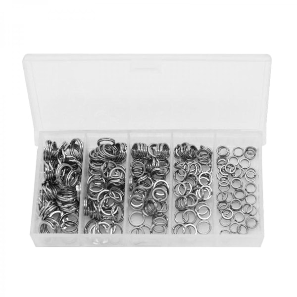 200 Stycken Fiskedubbelringar Rostfritt Stål Dubbel Snap Ring Set, Hög Hållfasthet Tung