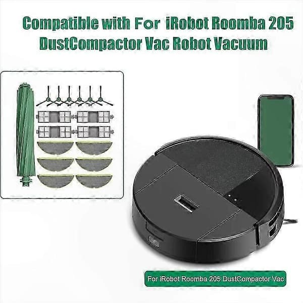 Robotstøvsuger Støvkomprimator Kombisæt til Roomba 205 Model Tilbehør Mop Pad
