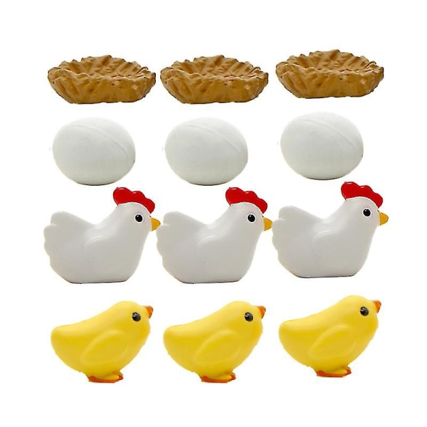 1 set av 20 st påsk Mikro landskapsdekor Kreativ gör-det-själv Mini Chick Hön Inredning Härlig mikro Landskap Trädgård Chick Ornament Tecknad Mini Hen Chick Egg