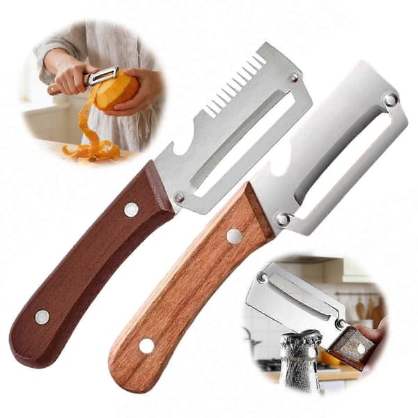Vihanneskuorija ergonomisella puukahvalla kotikeittiöön 2 kpl 2pcs C