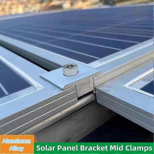 Solpanelmonteringsklemme - Justerbar 30 mm endeklemme til PV-beslag Silver 35Mm