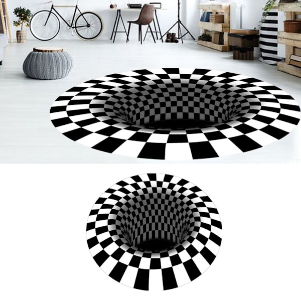 3D-tryckt Rutig Illusion Vortex Matta Golvmatta För Vardagsrumsdekor 60cm