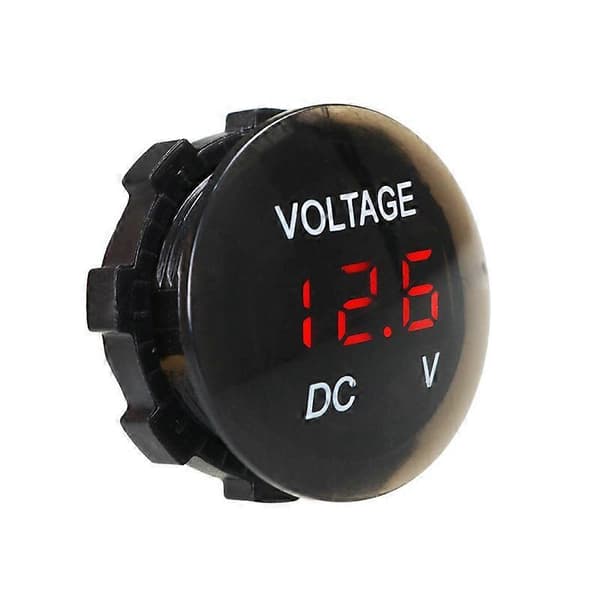 Vandtæt voltmeter, mini spændingstester digitalt display DC 12V-24V LED tester til bil motorcykel bil lastbil autocamper (rød)