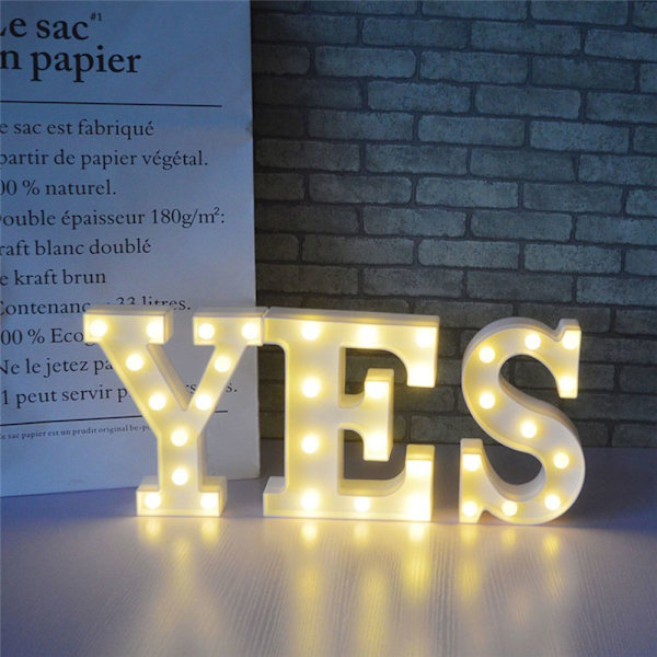 Kreativ LED-lampa alfabet LED alfabet bokstavslampa lyser upp S