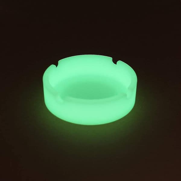 3-pack självlysande askfat i silikon, premium silikongummi, värmebeständig, rund design, hållbart askfat som lyser i mörkret