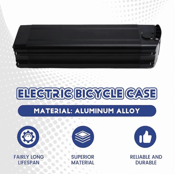Elektrisk E-sykkel 18650 Batteriboks Deksel 48V Tom Sølvfisk Ebike Aluminiumshus Tilbehør Black