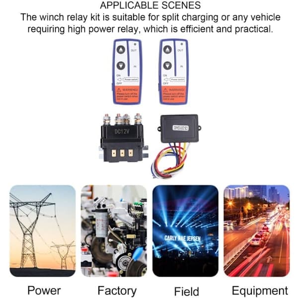 [RM]12V 250A Industrial Winch Relay Remote Control Relay Contactor Switch for ATV UTV 2000 to 5000lbs Winch with 6 Protective Caps Ovsor