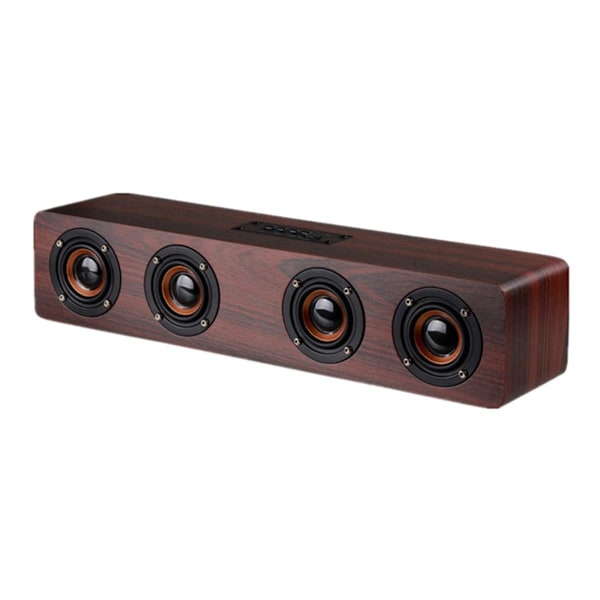 Bärbar Trä Bluetooth Högtalare 380 Mm Kraftfull Soundbar Mörkbrun