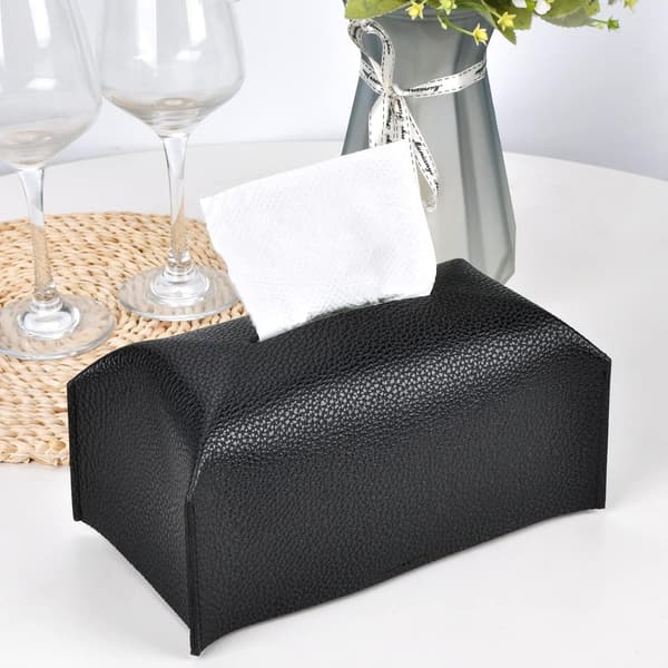 1 Piece (Black, 9.05x4.92x3.93 inches) Leather Tissue Box