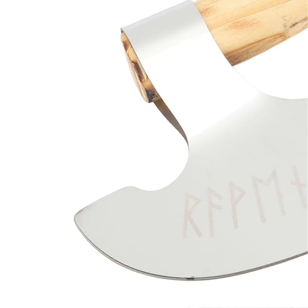 Viking Pizza Axe with Stainless Steel Head and Wooden Handle Small Pizza Cutter Axe with Sheath Durable Sharp Blade