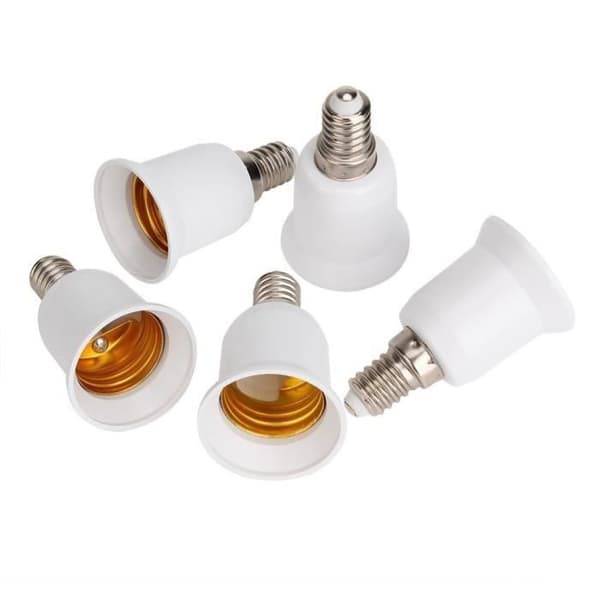 5 stk E14 til E27 LED-pærebaseomformeradapter Hvit