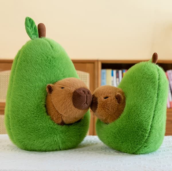 [RM] Capybara in Avocado Plush Soft Fluffy Hideaway Plush Pillow 46cm
