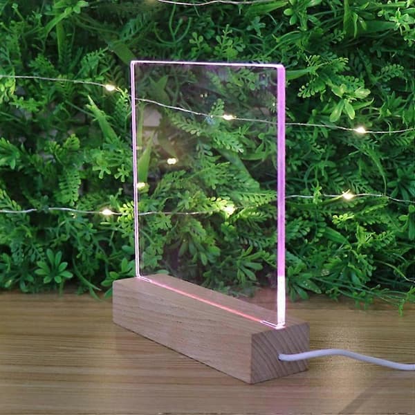 3D LED Tom Ograverad Akryl Bokbas Nattlampa Pink Light