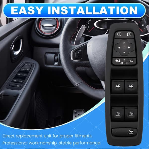 Bil Power Window Master Switch Lifter Knapp 25401-2952R for Kadjar 2015-2022 for 2018 Black