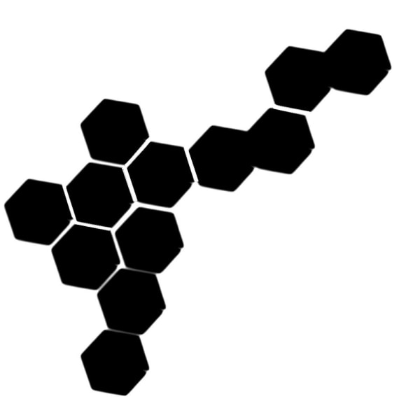 12 st Svarta Stora 3D Hexagonformade Plastväggdekaler med Spegeleffekt