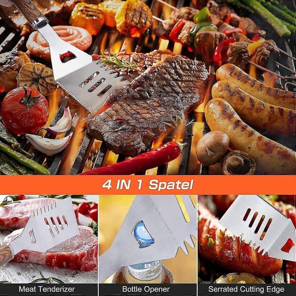 Grillredskabssæt 25-i-1 Grilltilbehør Grillredskaber Rustfrit Stål Grill