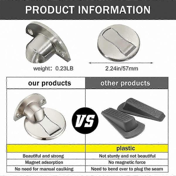 Sølv Gulvmonteret Magnetisk Dørstopper