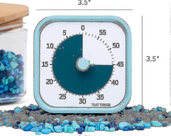 Time Timer Home - 60 minutters visuel timer til børn, hjemmeundervisning, kontor og møder - Lydløst studiehjælpemiddel til skrivebordet