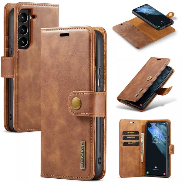 [RM]DG.MING Leather Case with Magnetic Shell, Samsung S22, Brown brown