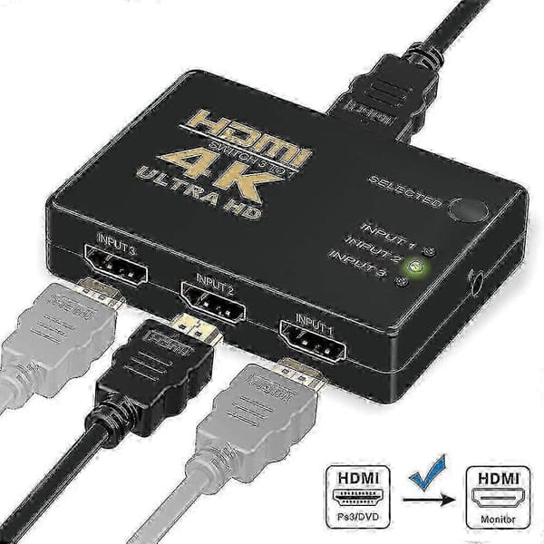 4K Smart HDMI-svitsj med 5 porter og fjernkontrollsplitter