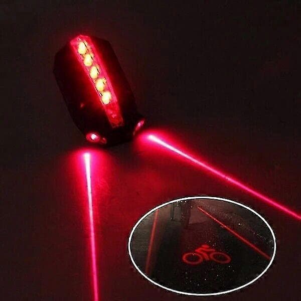 [RM] Bicycle Taillight with Laser Beam Safety Warning Red 2 Laser + 5 LED Bicycle Warning Light