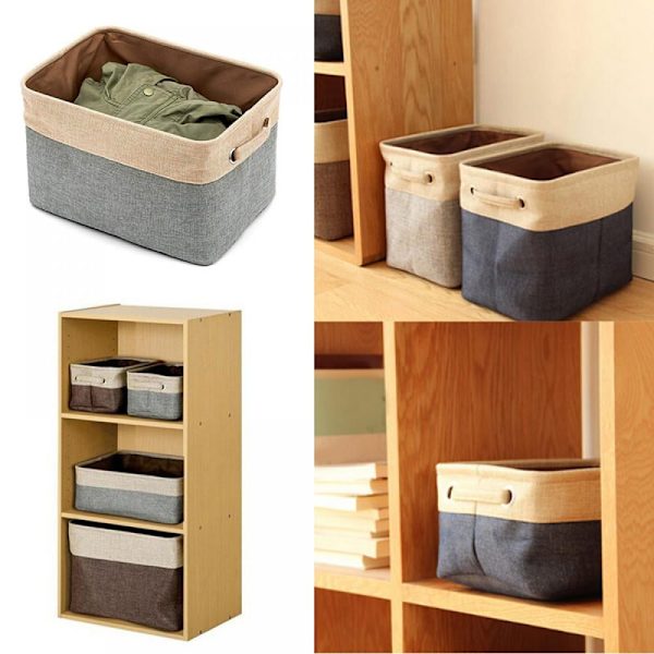 [RM]Wardrobe storage with handle, cube storage with handle for neat wardrobe organization, multifunctional foldable cotton linen storage box for