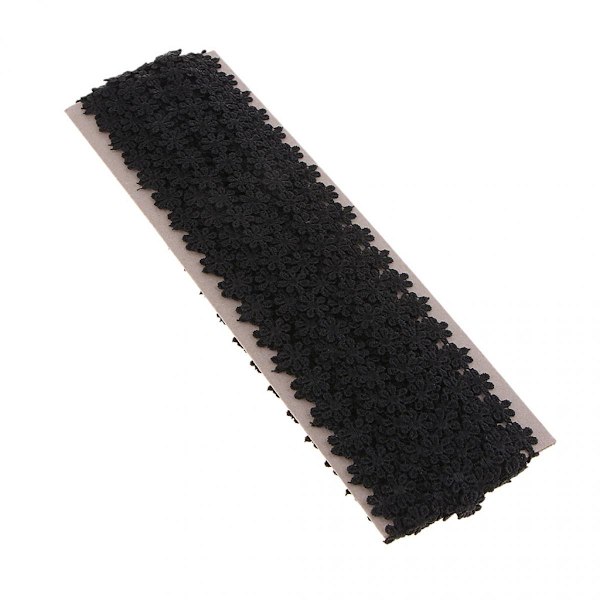 15 Yards 12mm Tusensköna Blomma Broderi Spetsband Sömnad Hantverk Svart