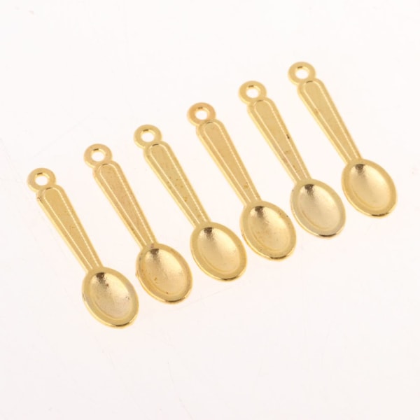 60 st Dockhus Miniatyr Legering Skedar Set Bordsartiklar Kit Tillbehör Guld