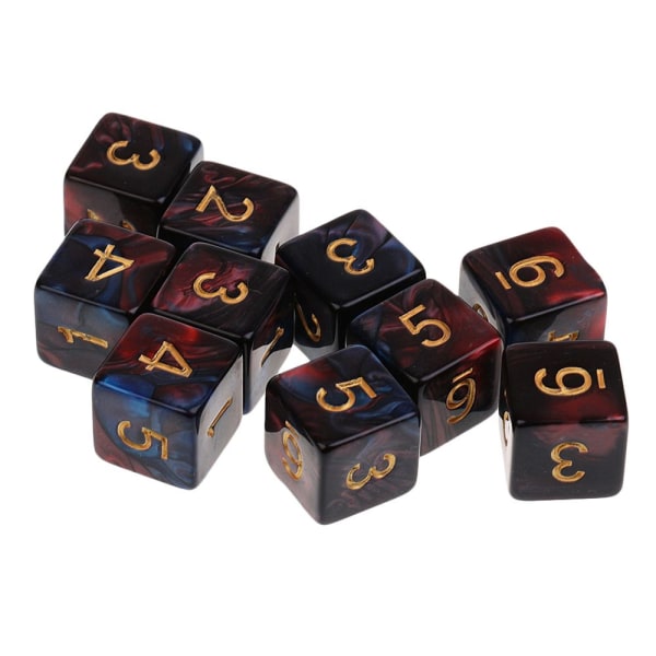 10 st 6-sidiga tärningar d6 polyedriska tärningar för dungeons and dragons bordsspel blå röd
