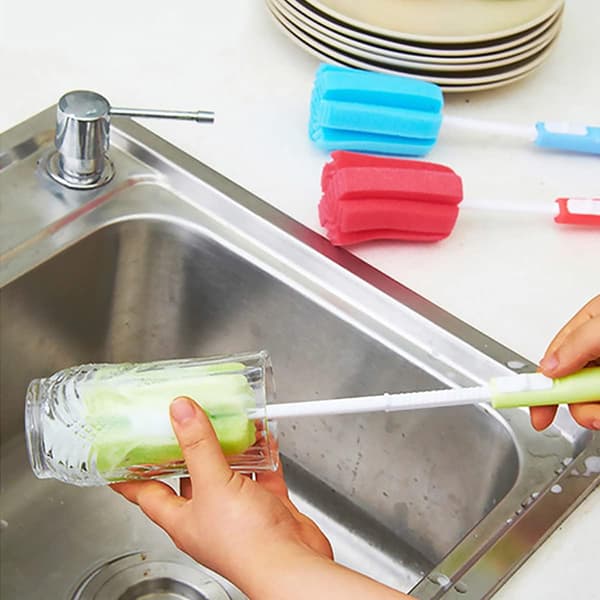 [RM]6 pcs bottle brush soft sponge cleaning brush long handle retractable cleaning bottle brush for cleaning bottles water bottles glass wine