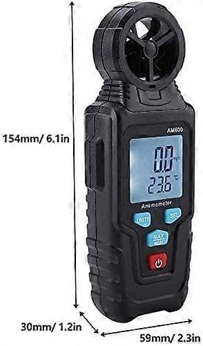 [RM]Anemometer Tool, AM600 Sensitive Digital Anemometer Wind Speed Meter Thermometer with Backlit LCD Measurement