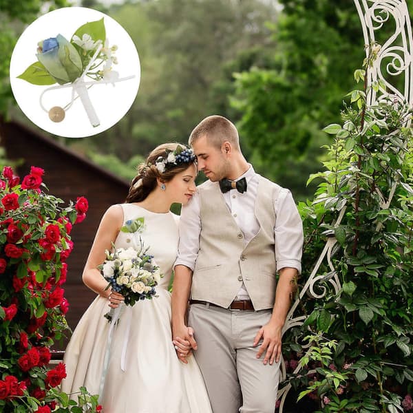 Kunstige bryllupscorsager Tulip Boutonniere til 2 stk. formel brug