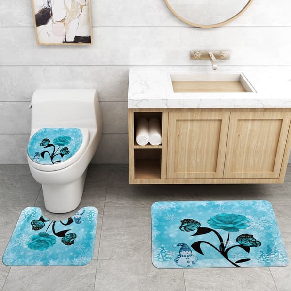 [RM] Christmas Flower Toilet Mat Set with Four Combination Floor