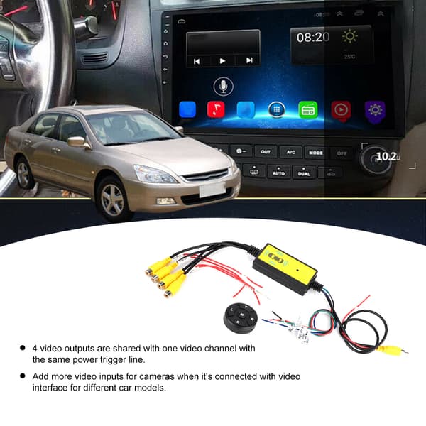 Intelligent Bil Video Switcher Omvandlare 4 Ingångar 1 Utgång Switch Video System Bildelar