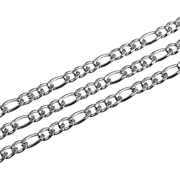 Rostfritt stål Curb Chain Bulle Silver Tone för smycken gör Craft 3mm