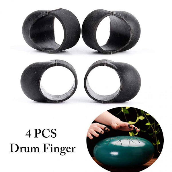 12x Stål Tongue Drum Fingerplektrum Silikon Slag Fingergrepp Handpan
