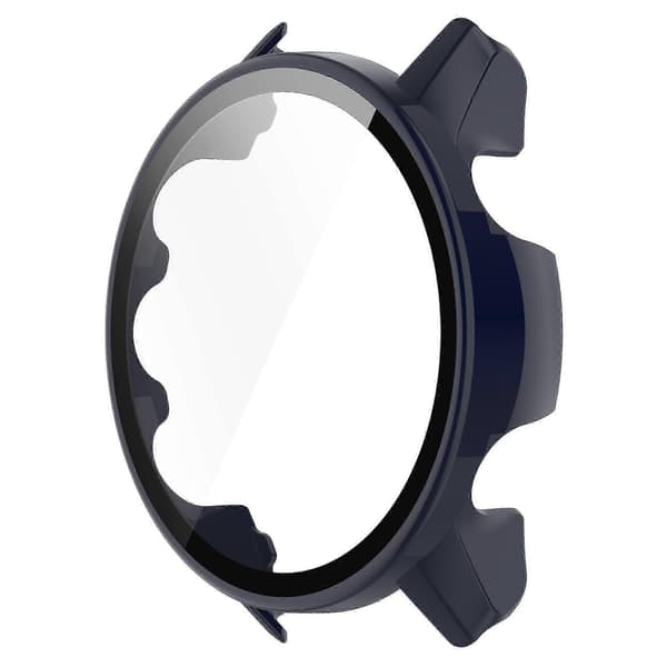 För Garmin Forerunner 955 Heltäckande Hårt PC-klockfodral med Skärmskydd i Härdat Glas Ink Blue